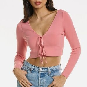 Alice + Olivia Tie Front Pink Crop Top